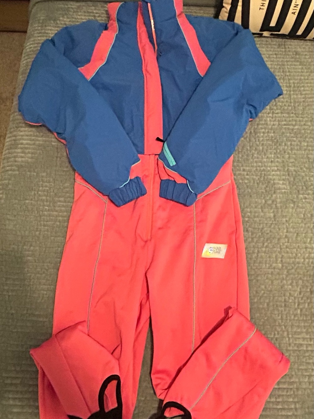 ASOS Blue and Pink Ski Snow One-Piece Jumpsuit